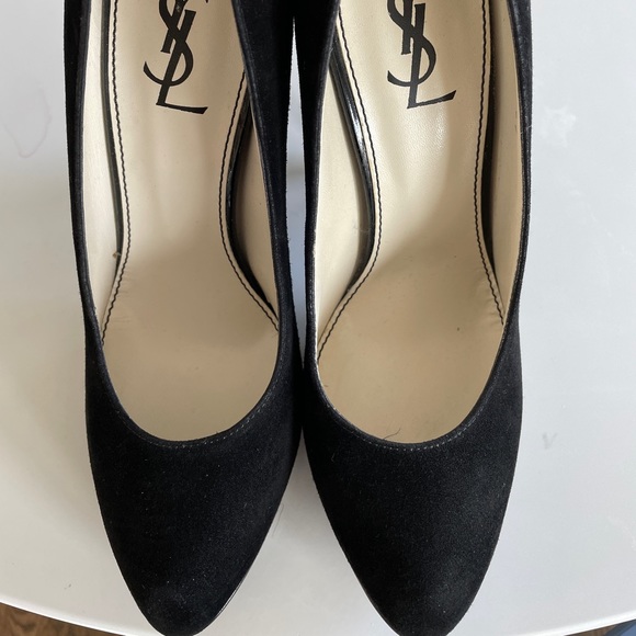 YSL Suede Almond Toe pump with purple heel - Picture 9 of 13